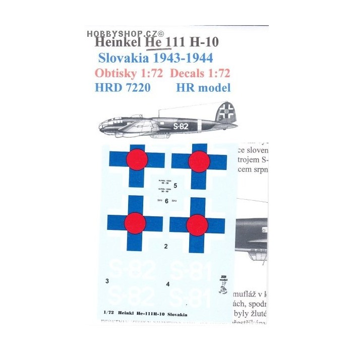 Heinkel He 111H-10 Slovak A.F. - 1/72 decal