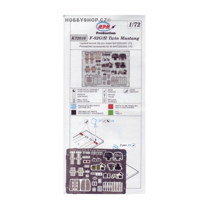 F-82G/H Twin Mustang - 1/72 Painted PE set