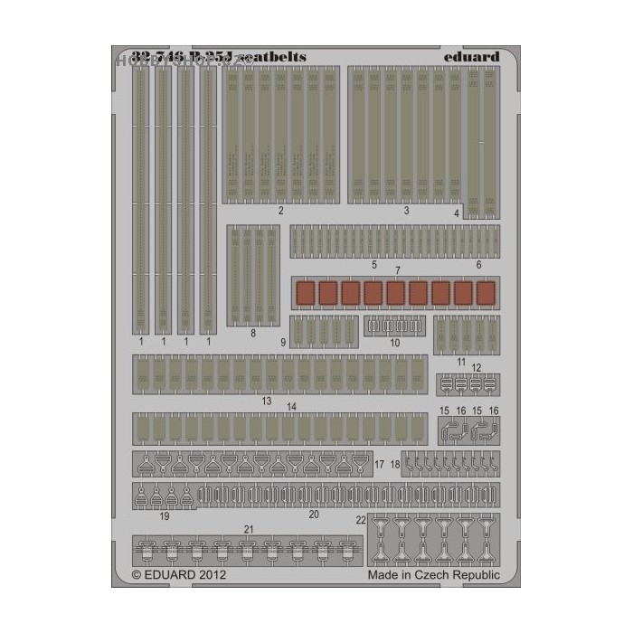 B-25J seatbelts - 1/32 painted PE set