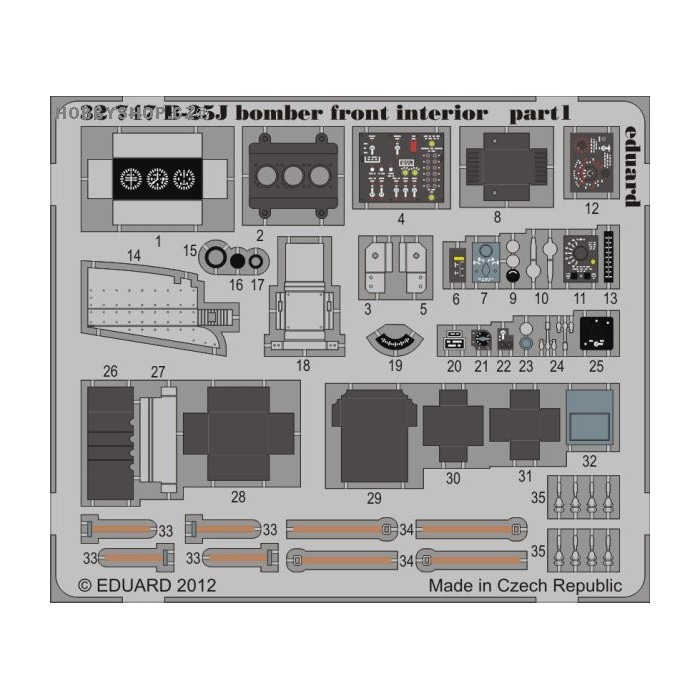 B-25J bomber front interior S.A. - 1/32 painted PE set