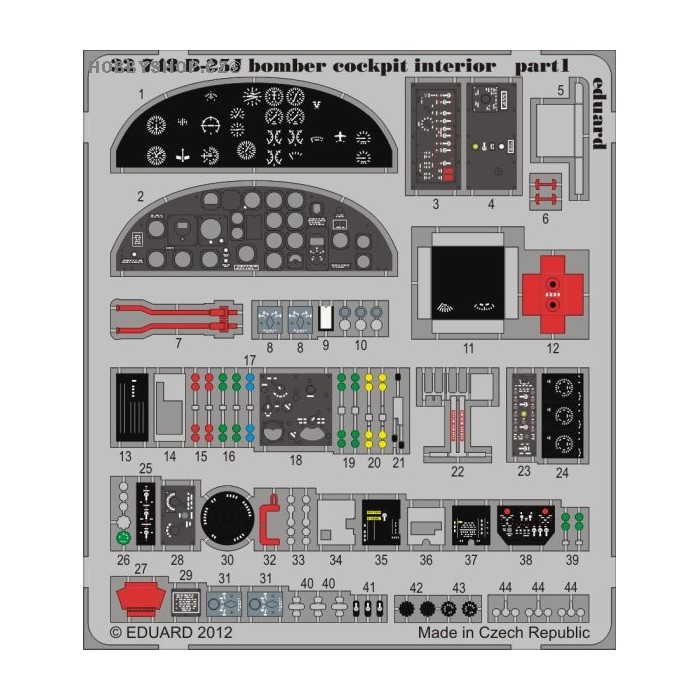 B-25J bomber cockpit interior S.A. - 1/32 painted PE set