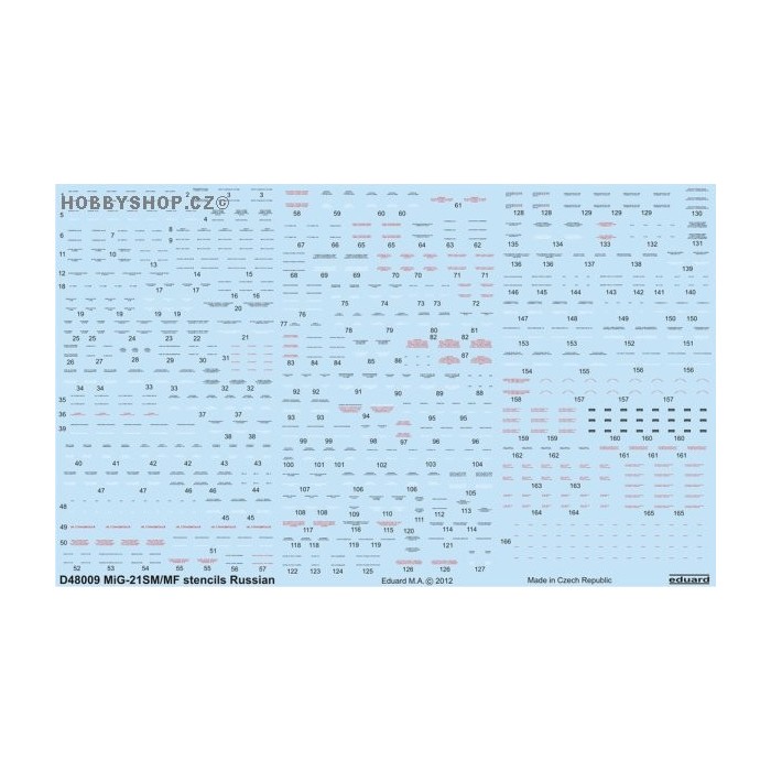 MiG-21 stencils Russian - 1/48 decal set