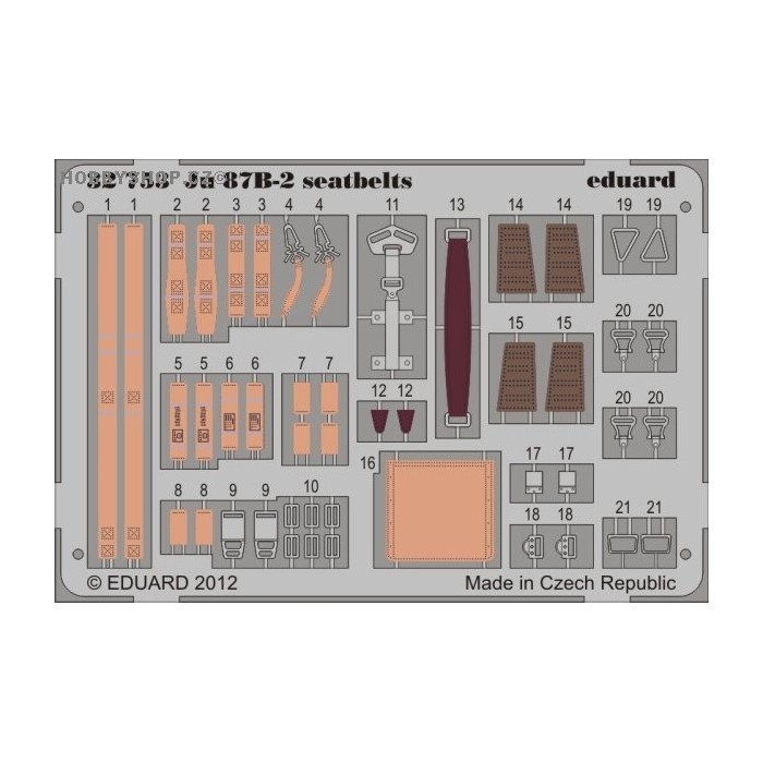 Ju 87B-2 seatbelts - 1/32 painted PE set