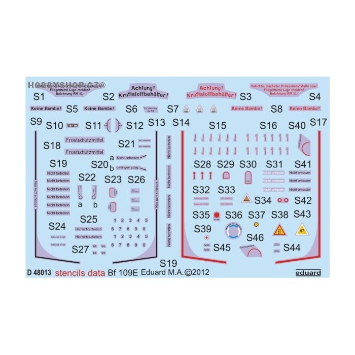 Bf 109E stencils - 1/48 decals