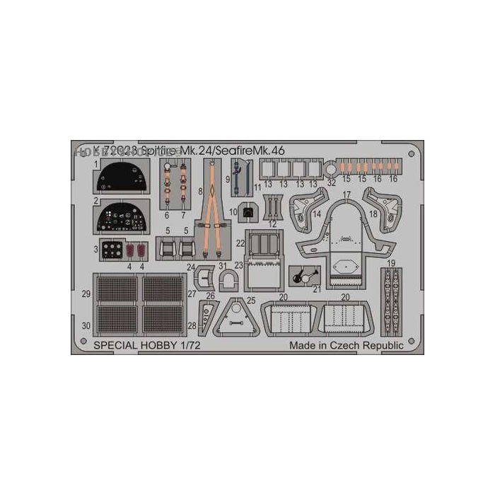 Spitfire Mk.24 / Seafire Mk.46 - 1/72 Painted PE set