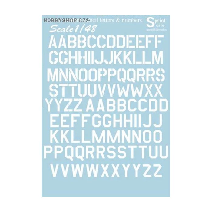 USAF modern stencil letters & numbers (WHITE) - 1/48 decal