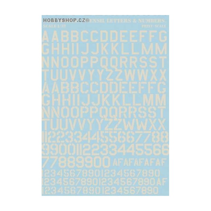 USAF modern stencil letters & numbers (GRAY) - 1/32 decal