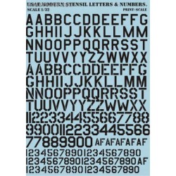 USAF modern stencil letters & numbers (BLACK) - 1/32 decal