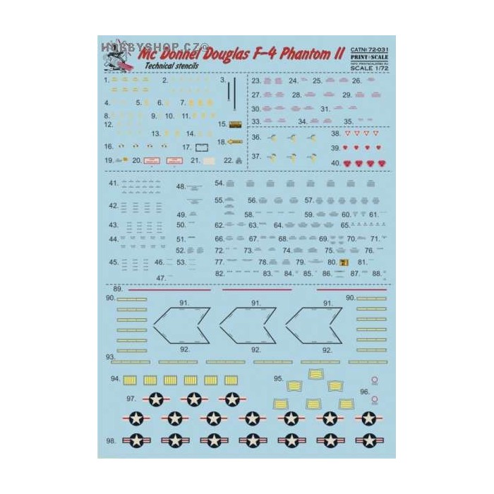 F-4 Phantom II stencils - 1/72 decal