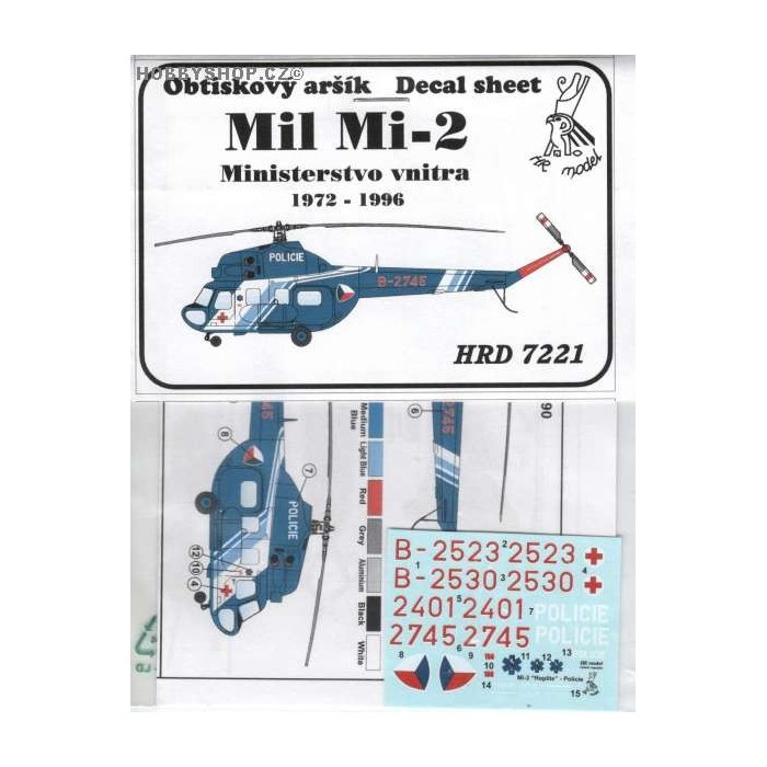 Mil Mi-2 Czech Police - 1/72 decal