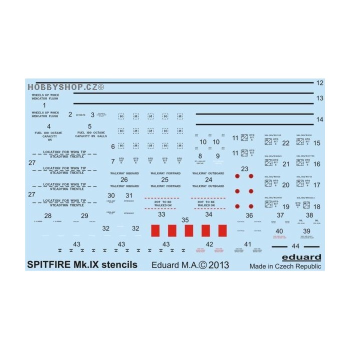 Spitfire stencils - 1/48 decal set