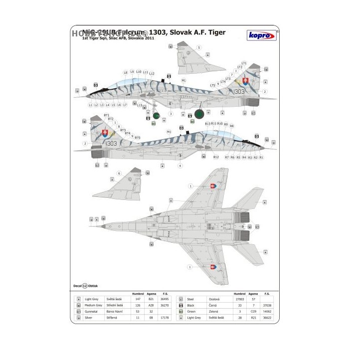 MiG-29UB Fulcrum 1303 Slovak Tiger - 1/48 decal