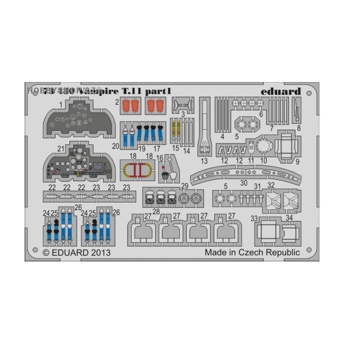 Vampire T.11 - 1/72 painted PE set