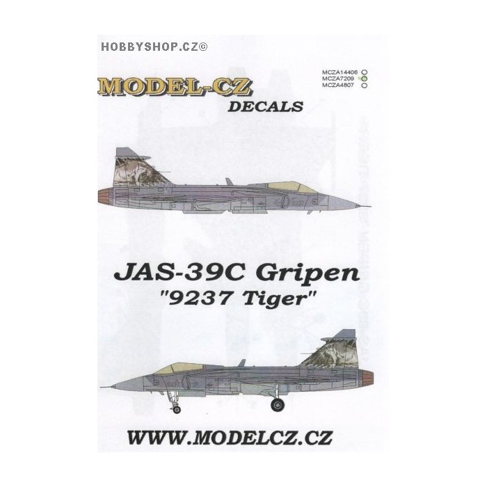 JAS-39C Gripen '9237 Tiger' - 1/72 decals