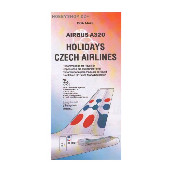 Airbus A320 Holidays Czech Airlines - 1/144 decal