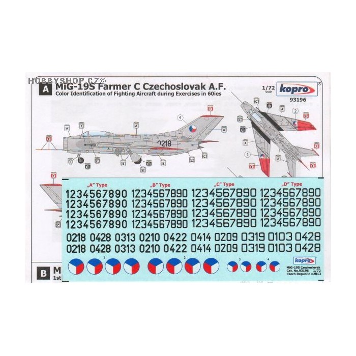 MiG-19S Farmer C Czechoslovak A.F. - 1/72 decal