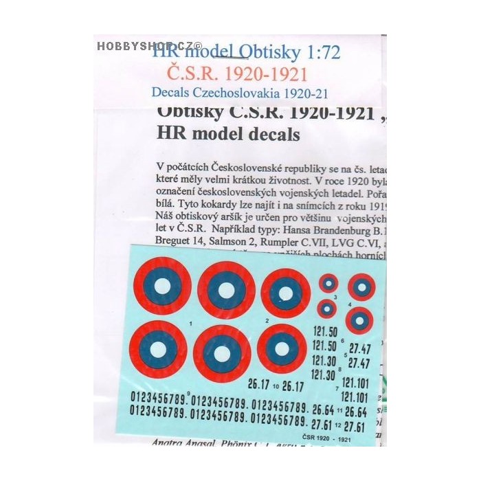 Czechoslovak Insignia 1920-1922 - 1/72 decal