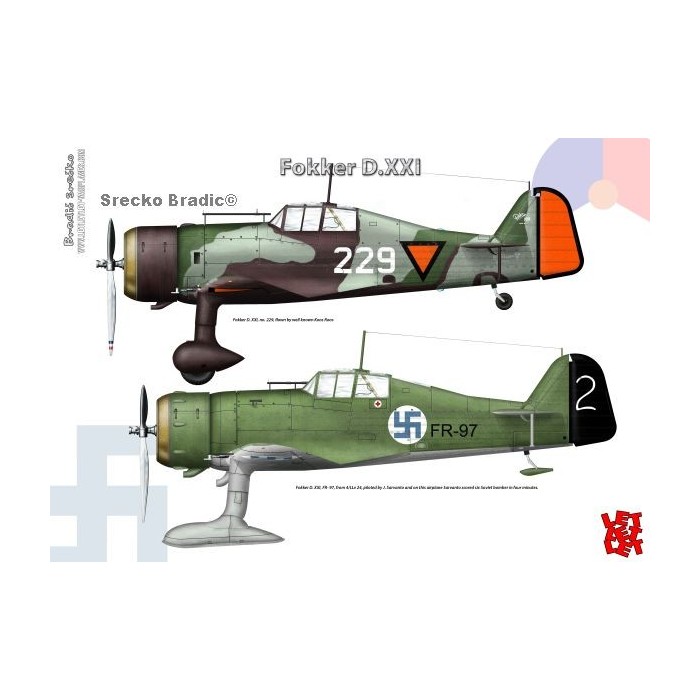 Fokker D.XXI A3 print by Srecko Bradic