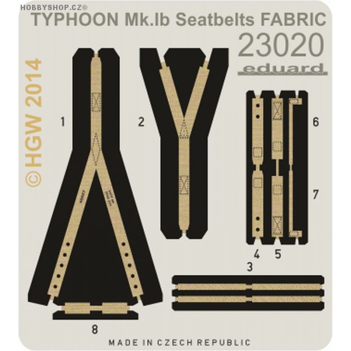 Typhoon Mk.Ib seatbelts FABRIC - 1/24 painted PE set