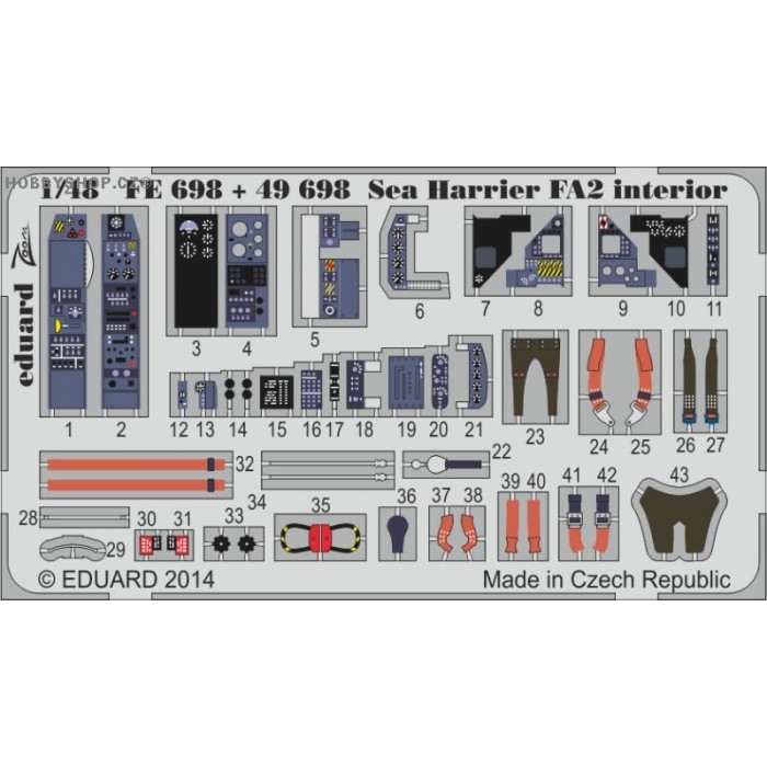 Sea Harrier FA2 interior S.A. - 1/48 painted PE set