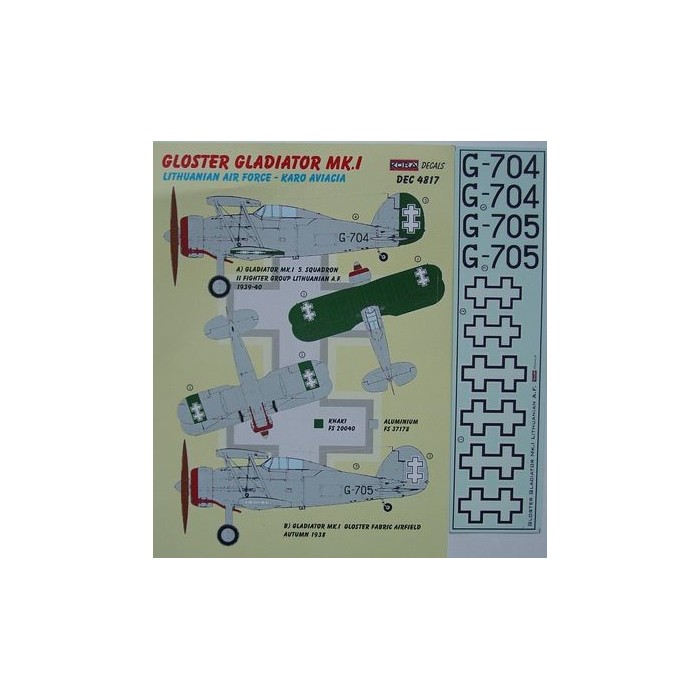 Gloster Gladiator Mk.I (Lithuanian AF) - 1/48 decals