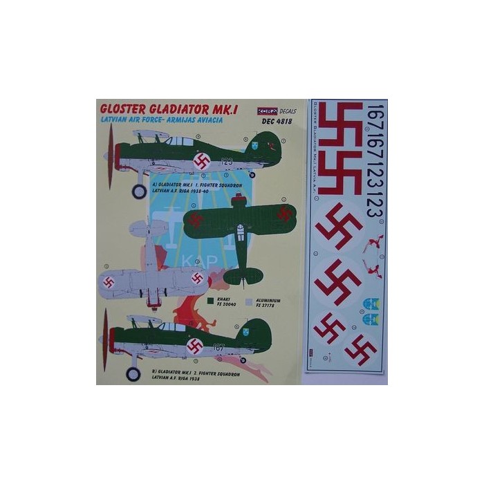 Gloster Gladiator Mk.I (Latvian AF) - 1/48 decals