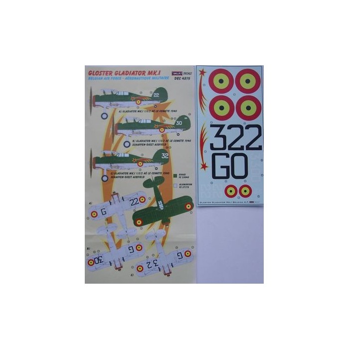 Gloster Gladiator Mk.I (Belgian AF) - 1/48 decals
