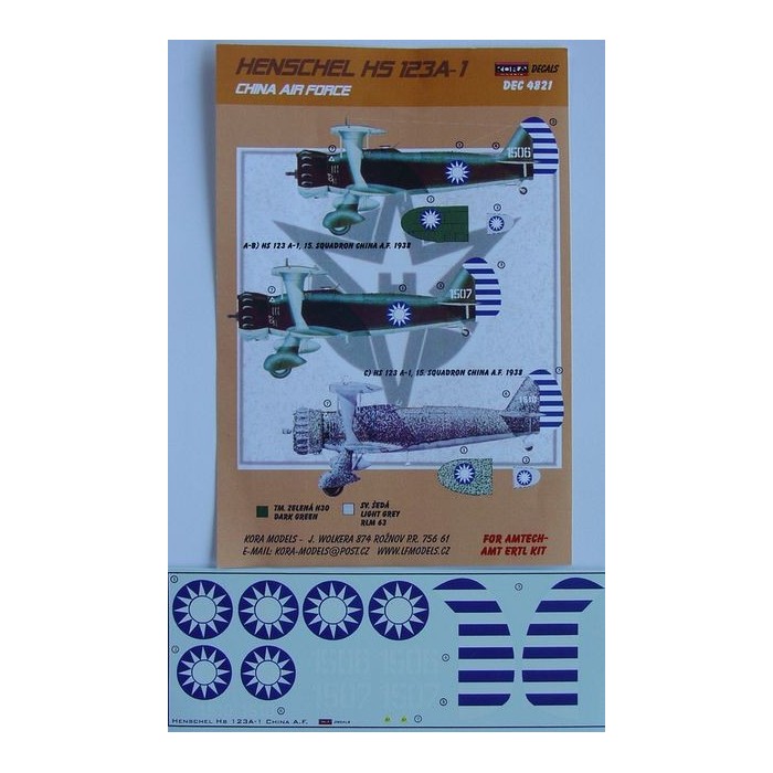 Henschel HS 123A-1 (China Air Force) - 1/48 decals
