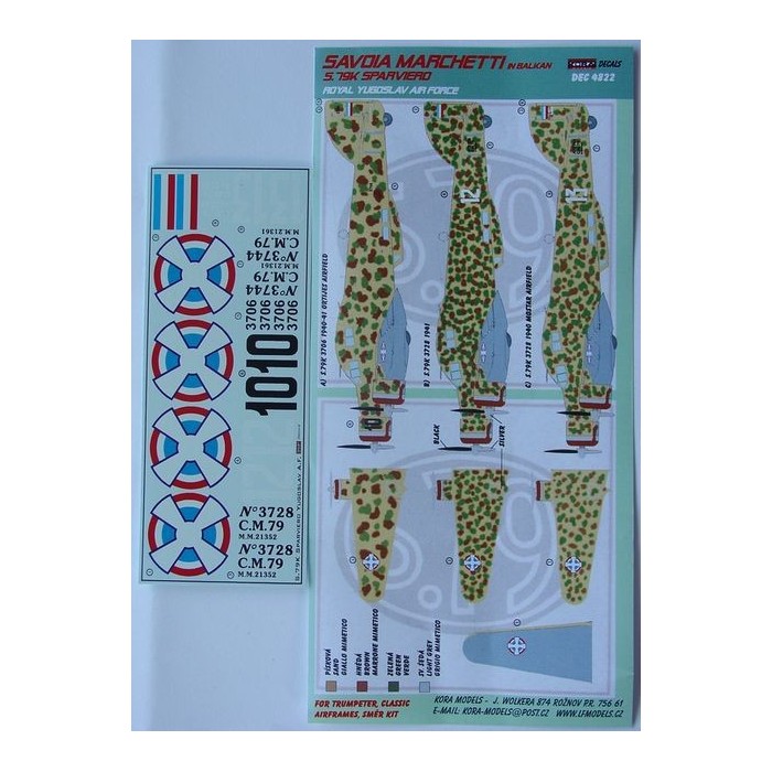 S.79K Sparviero (Royal Yugoslav AF) - 1/48 decals