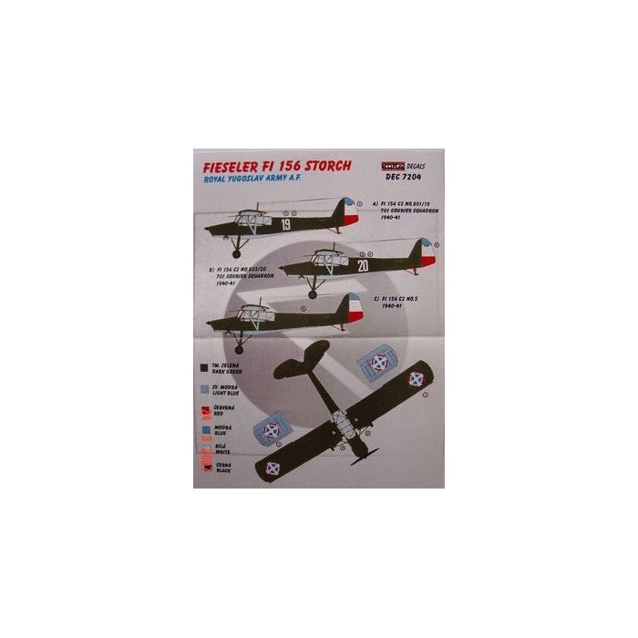 Fi 156 Storch (Royal Yugoslav Army AF) - 1/72 decals