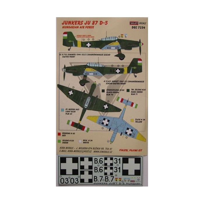 Junker Ju 87D-5 (Hungarian AF WWII) - 1/72 decals