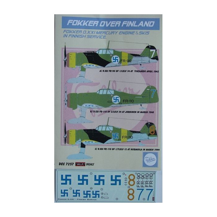 Fokker D.XXI Mercury Ski (Finland)  - 1/72 decals