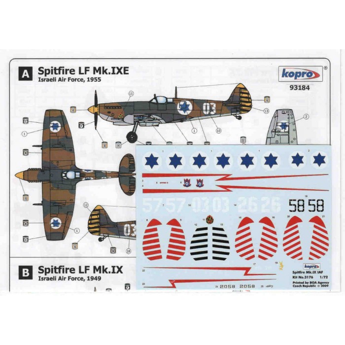 Spitfire LF Mk.IXE Israeli A.F. - 1/72 decal