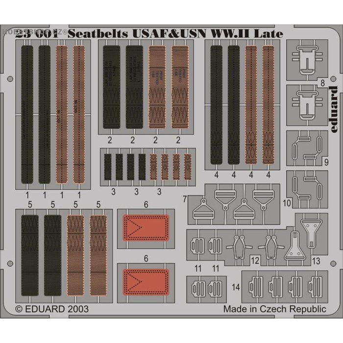 Seatbelts USAF & USN WWII late - Painted - 1/24 PE set