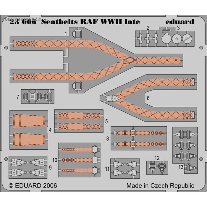 Seatbelts RAF WWII late - Painted - 1/24 PE set