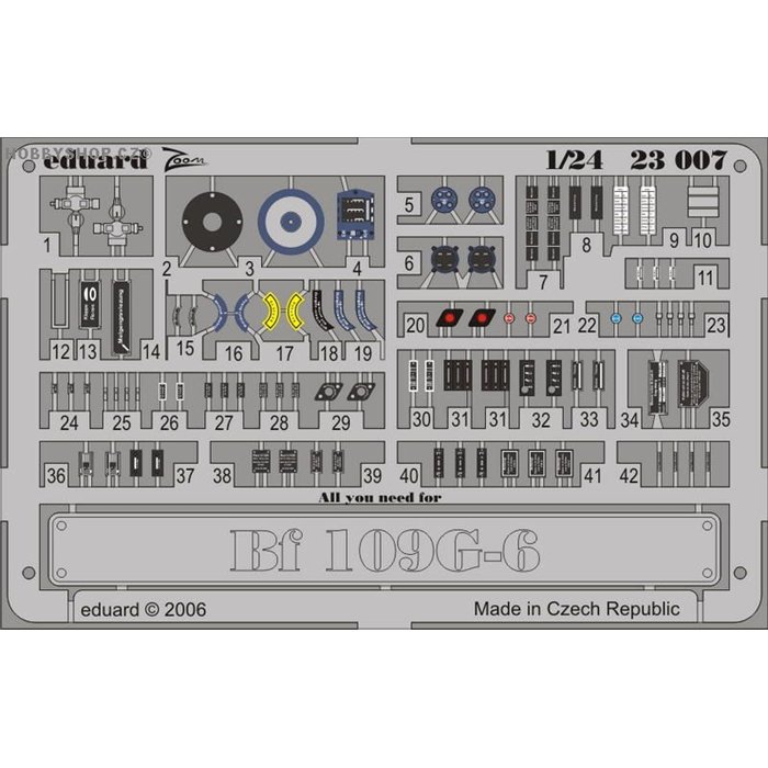 Bf 109G-6 placards - Painted - 1/24 PE set