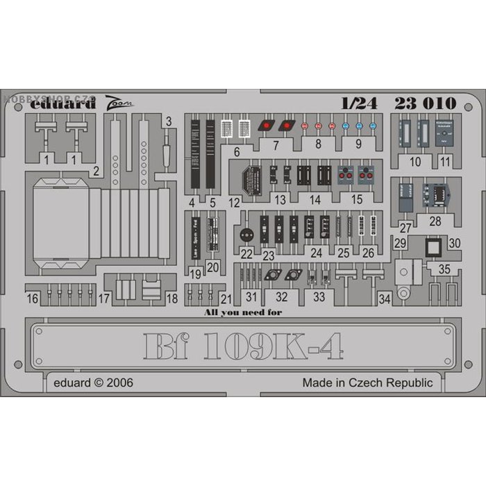 Bf 109K-4 placards - Painted - 1/24 PE set