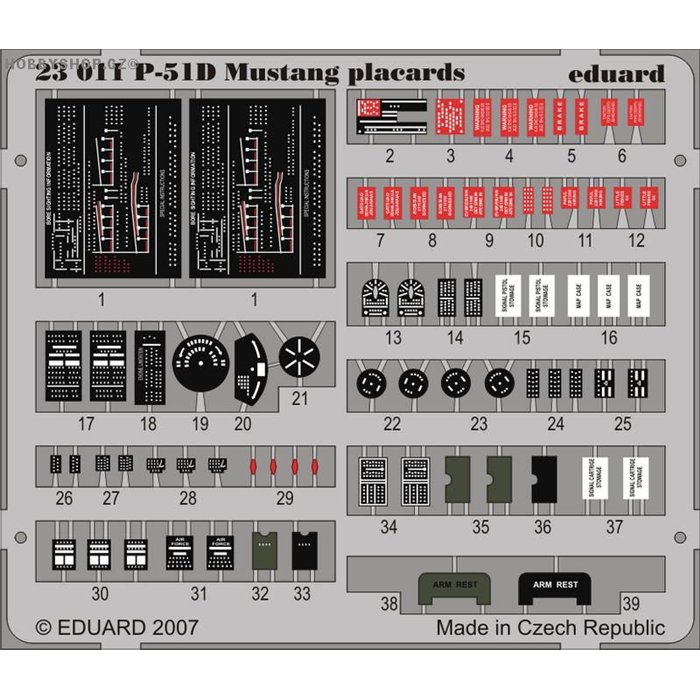 P-51D placards S.A. - Painted - 1/24 PE set