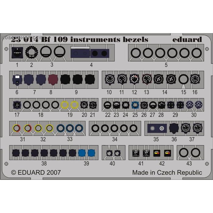 Bf 109 instruments bezels - Painted - 1/24 PE set