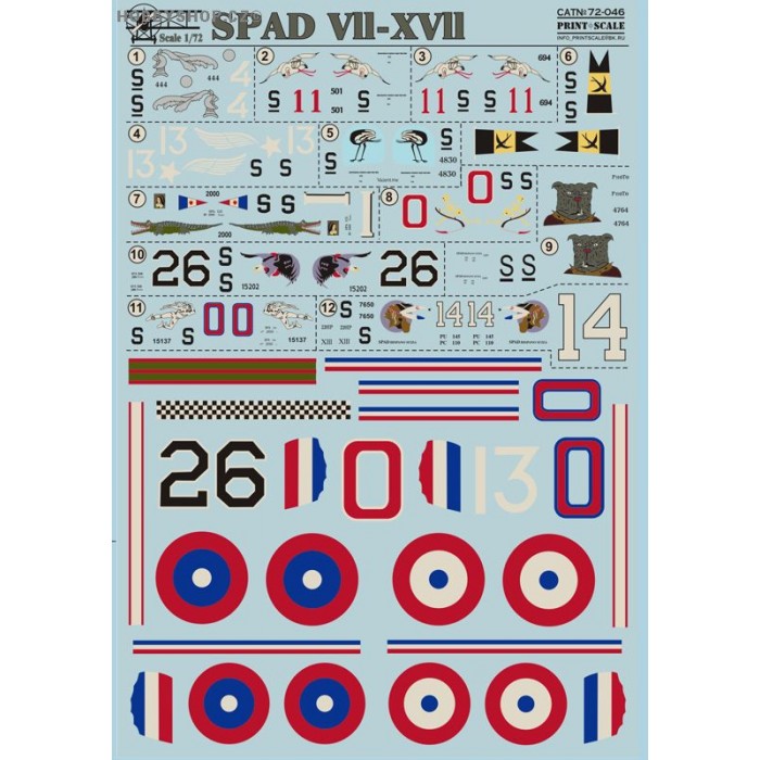 SPAD VII-XVII - 1/72 decal