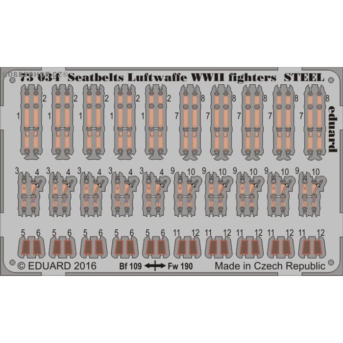 Seatbelts Luftwaffe WWII fighters STEEL - 1/72 painted PE set