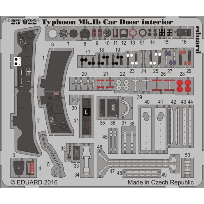 Typhoon Mk.Ib Car Door interior - 1/24 PE set