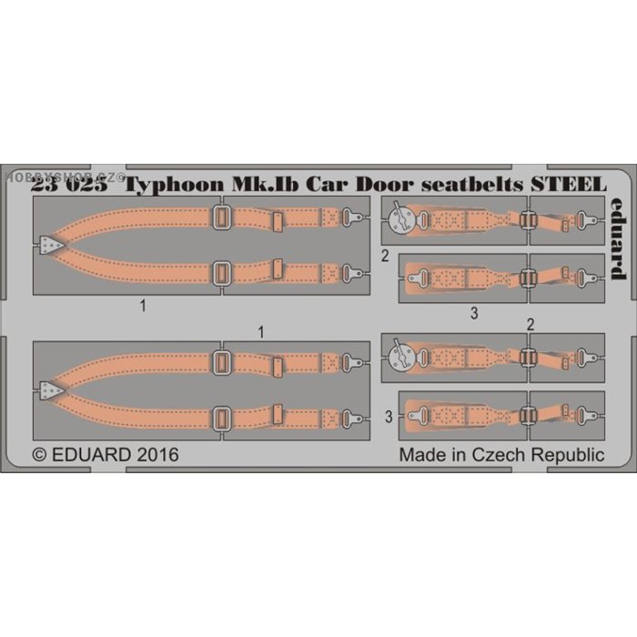 Typhoon Mk.Ib Car Door seatbelts STEEL - 1/24 PE set