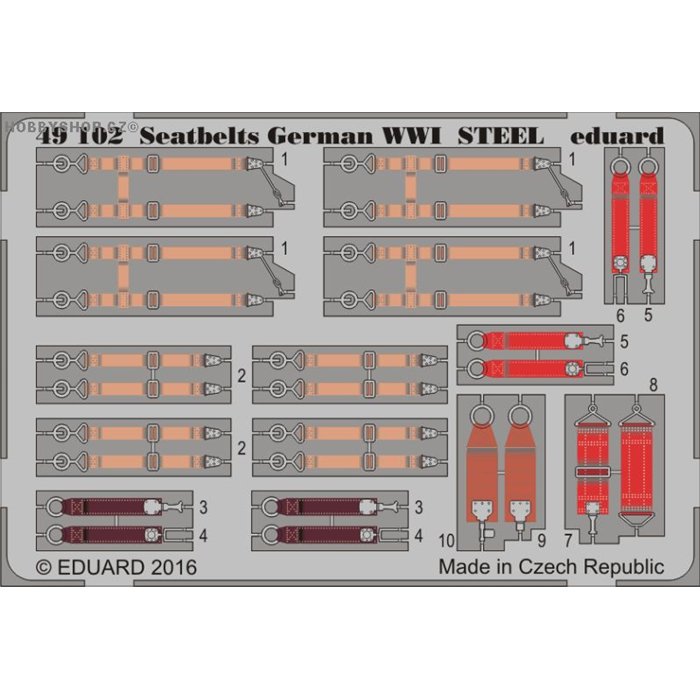 Seatbelts German WWI STEEL - 1/48 painted PE set