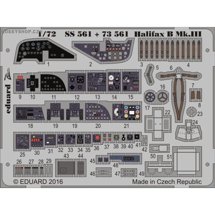 Halifax B Mk.III interior - 1/72 painted PE set