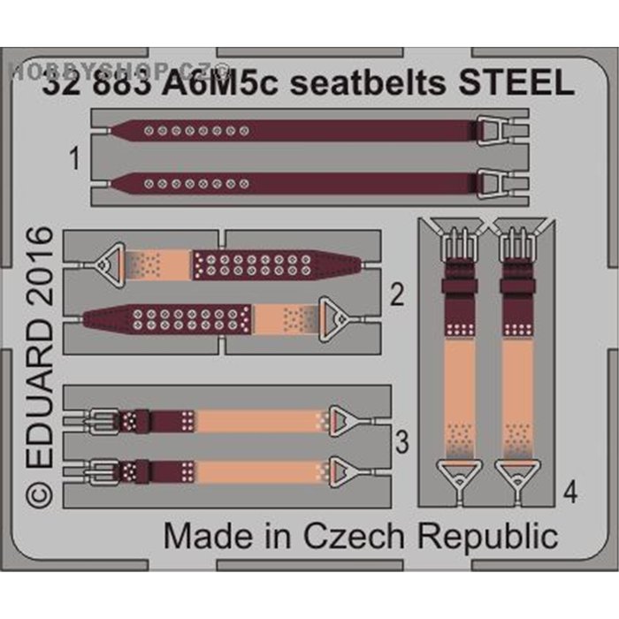 A6M5c seatbelts STEEL - 1/32 painted PE set