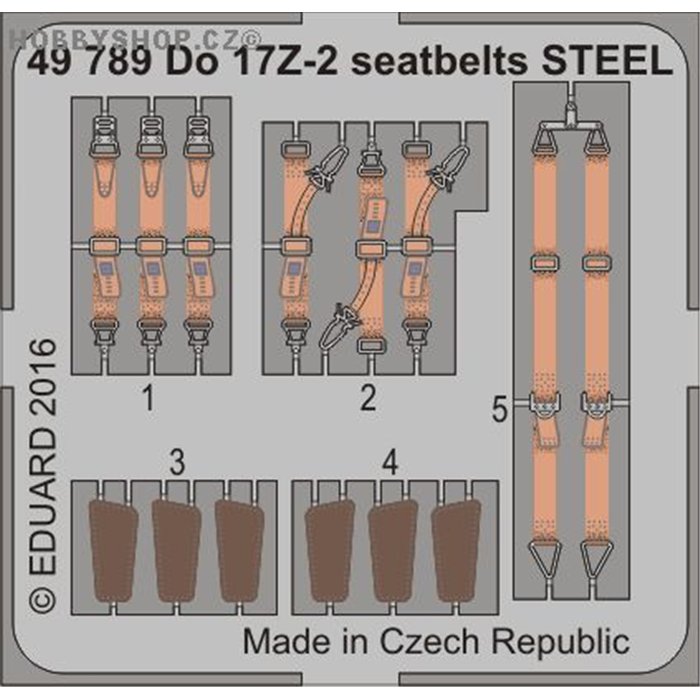 Do 17Z-2 seatbelts STEEL - 1/48 painted PE set