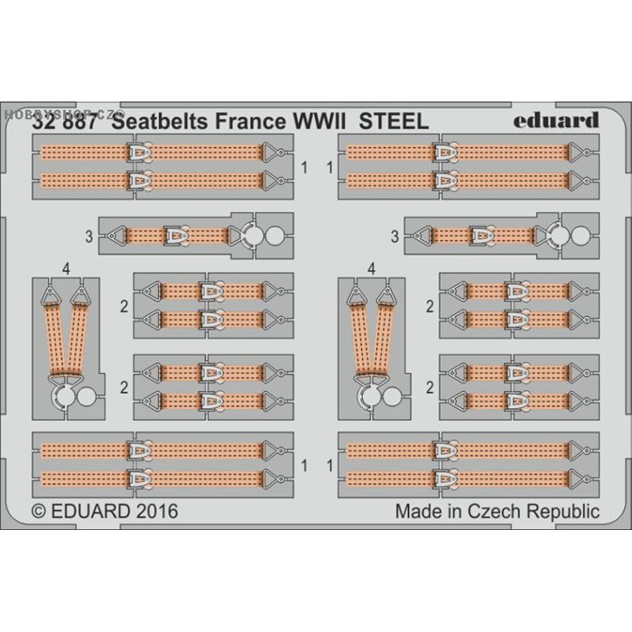 Seatbelts France WWII STEEL - 1/32 barevný leptaný set