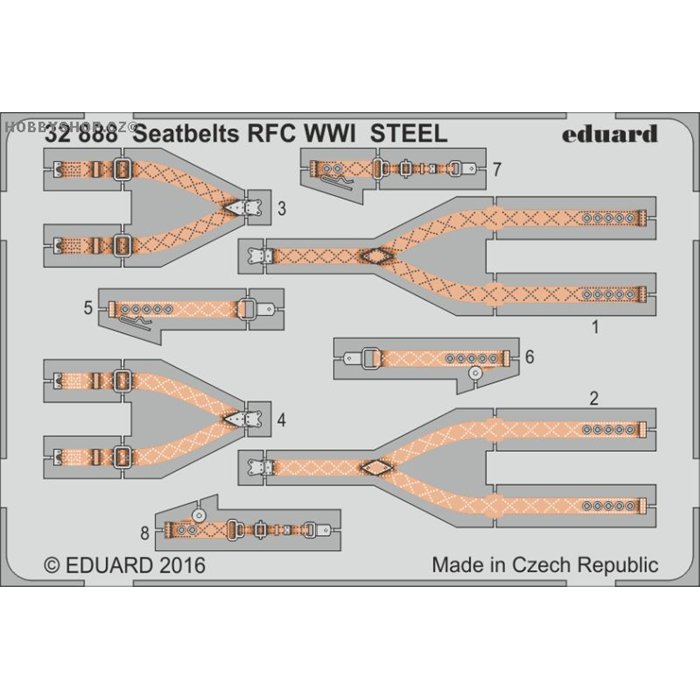 Seatbelts RFC WWI STEEL - 1/32 painted PE set