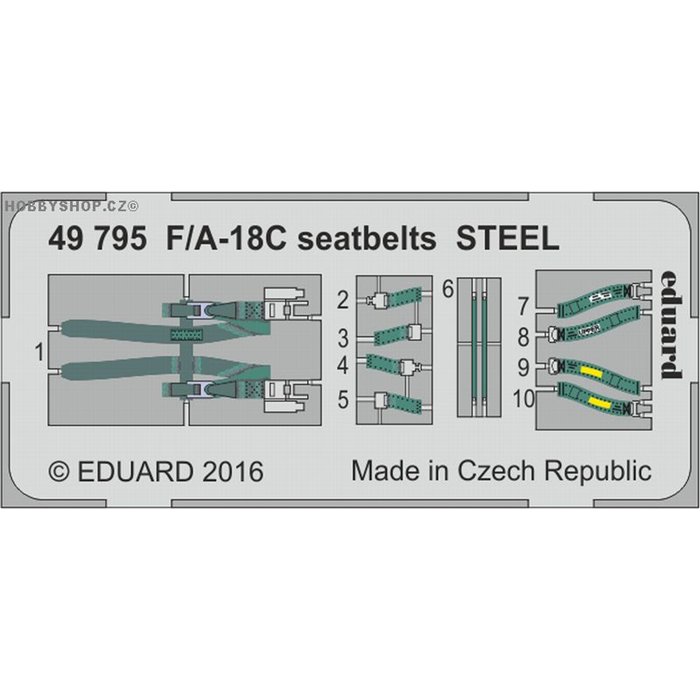 F/A-18C seatbelts STEEL - 1/48 leptaný set